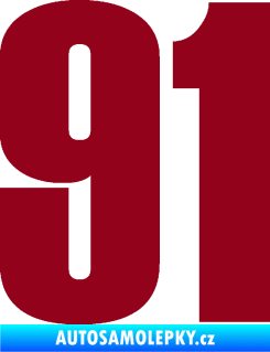 Samolepka Startovní číslo 91 typ 2 bordó vínová