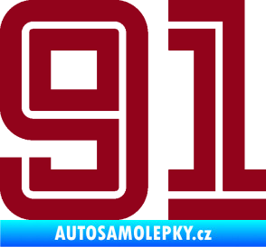 Samolepka Startovní číslo 91 typ 7 bordó vínová