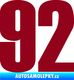 Samolepka Startovní číslo 92 typ 2  bordó vínová