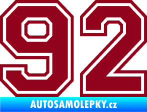Samolepka Startovní číslo 92 typ 4 bordó vínová