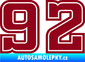 Samolepka Startovní číslo 92 typ 5 bordó vínová