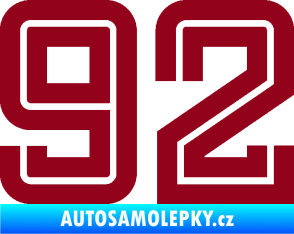 Samolepka Startovní číslo 92 typ 7 bordó vínová