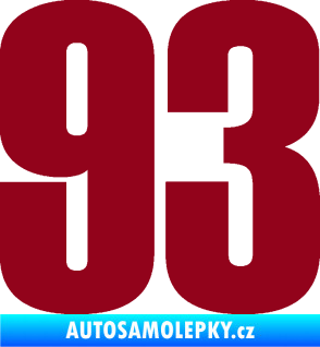 Samolepka Startovní číslo 93 typ 2   bordó vínová
