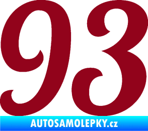 Samolepka Startovní číslo 93 typ 3   bordó vínová