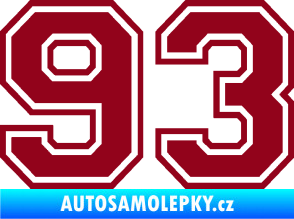 Samolepka Startovní číslo 93 typ 4 bordó vínová