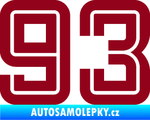 Samolepka Startovní číslo 93 typ 7 bordó vínová