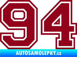 Samolepka Startovní číslo 94 typ 4 bordó vínová