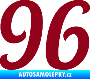 Samolepka Startovní číslo 96 typ 3    bordó vínová