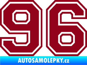 Samolepka Startovní číslo 96 typ 4 bordó vínová