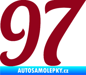 Samolepka Startovní číslo 97 typ 3   bordó vínová