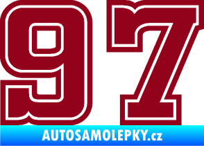 Samolepka Startovní číslo 97 typ 5 bordó vínová