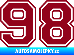 Samolepka Startovní číslo 98 typ 4 bordó vínová