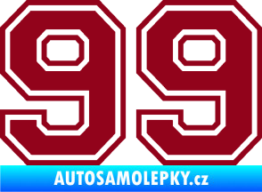 Samolepka Startovní číslo 99 typ 4 bordó vínová