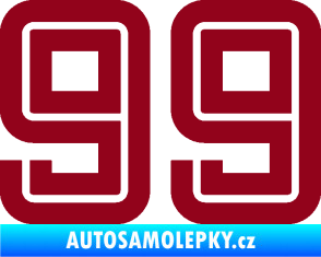 Samolepka Startovní číslo 99 typ 7 bordó vínová