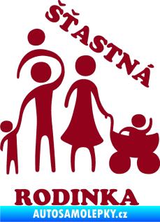 Samolepka Šťastná rodinka bordó vínová