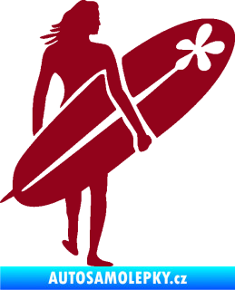 Samolepka Surfařka 003 pravá bordó vínová
