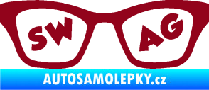 Samolepka Swag nápis v brýlích bordó vínová