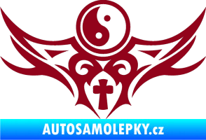 Samolepka Tetování 115 Jin a jang bordó vínová