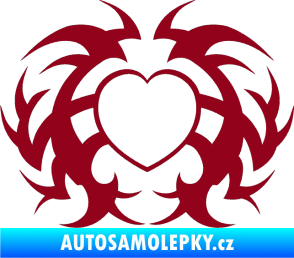 Samolepka Tetování 121 srdce bordó vínová