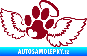 Samolepka Tlapka 010 andělíček pravá bordó vínová