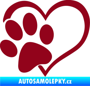 Samolepka Tlapka love levá bordó vínová