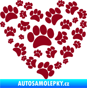 Samolepka Tlapky love 003 bordó vínová