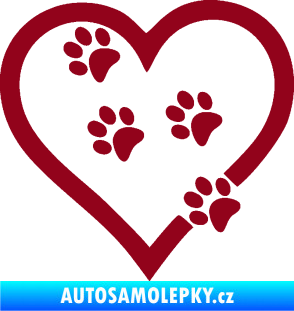 Samolepka Tlapky love 006 levá bordó vínová