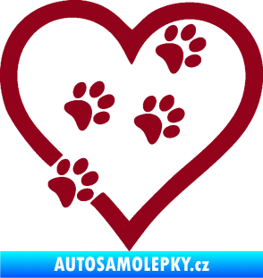 Samolepka Tlapky love 006 pravá bordó vínová
