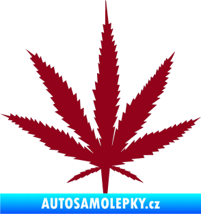 Samolepka Travka 001 lístek marihuany bordó vínová