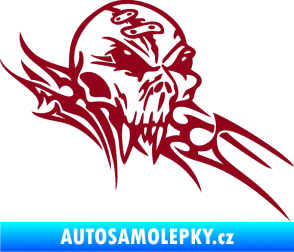 Samolepka Tribal skull pravá lebka bordó vínová