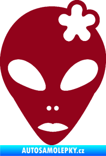 Samolepka UFO 009 slečna s kytičkou pravá bordó vínová