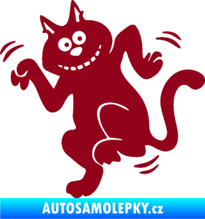Samolepka Veselá kočka levá bordó vínová