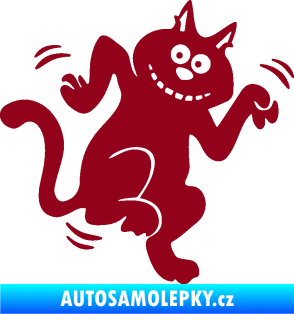 Samolepka Veselá kočka pravá bordó vínová