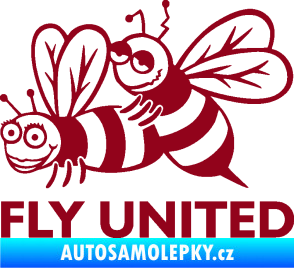 Samolepka Veselé vosy fly united levá bordó vínová