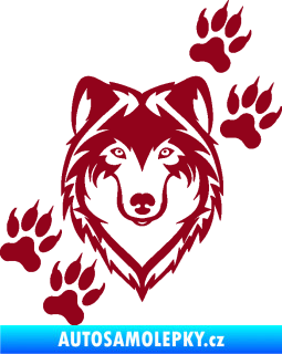 Samolepka Vlk 023 pravá bordó vínová