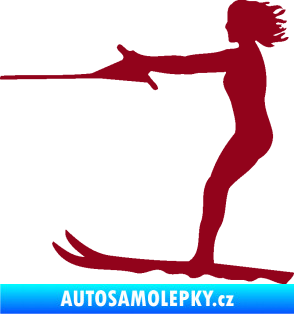 Samolepka Vodní lyže 002 levá bordó vínová