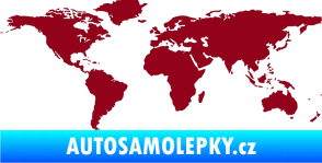 Samolepka World mapa světa bordó vínová
