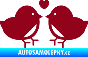 Samolepka Zamilovaní ptáčci 001 se srdíčkem bordó vínová