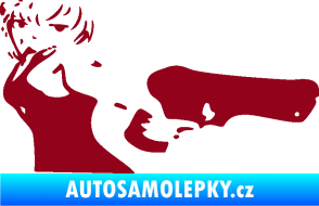Samolepka Žena s pistolí pravá bordó vínová