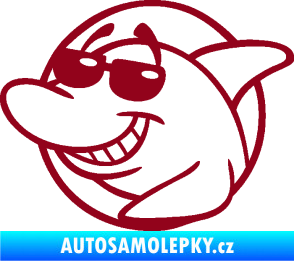 Samolepka Žralok 018 levá cool s brýlemi bordó vínová