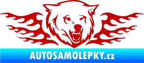 Samolepka Animal flames 034 pravá  vlk tmavě červená