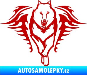 Samolepka Animal flames 039 pravá  vlk tmavě červená