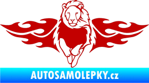 Samolepka Animal flames 051 levá lev tmavě červená