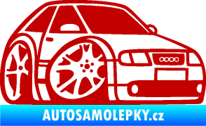 Samolepka Audi A3 karikatura pravá tmavě červená