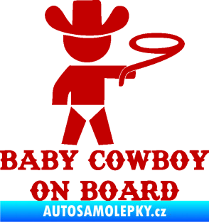 Samolepka Baby cowboy on board pravá tmavě červená