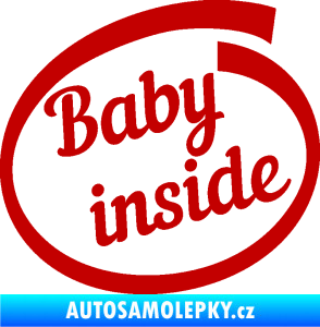 Samolepka Baby inside dítě v autě nápis tmavě červená