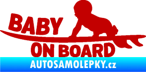 Samolepka Baby on board 010 levá surfing tmavě červená