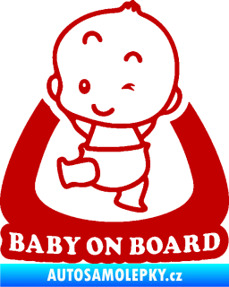Samolepka Baby on board 011 levá s nápisem tmavě červená