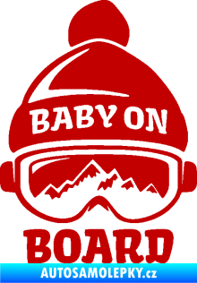 Samolepka Baby on board 012 levá na horách tmavě červená
