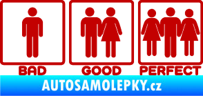 Samolepka Bad good perfect 002 nápis tmavě červená